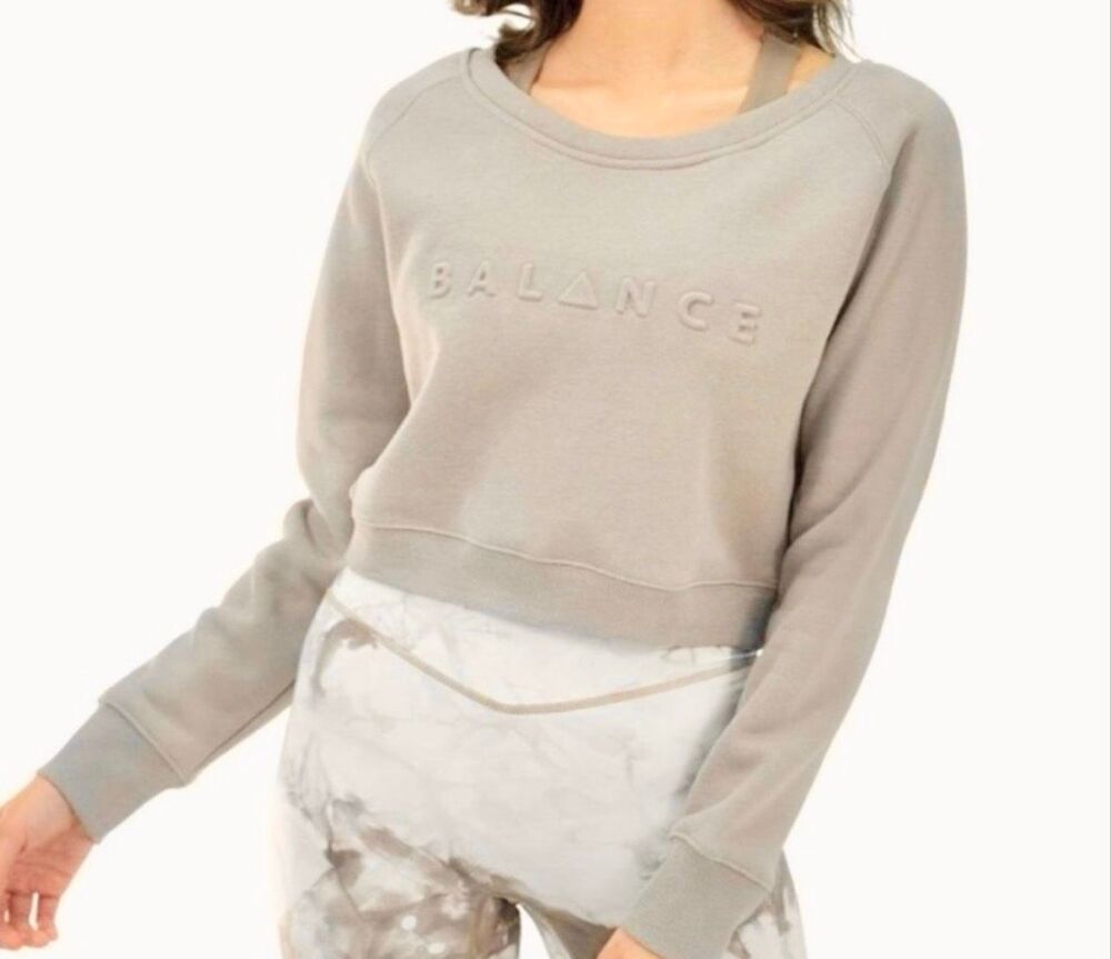 Balance Athletica Women’s Gray Crop Crewneck Sweatshirt Sz Medium